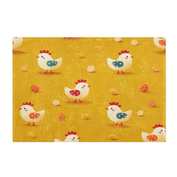 Rectangle Bath Rugs Plush Bathroom Carpet Mat Non Slip Bathroom Mats Cartoon Chickens Pattern