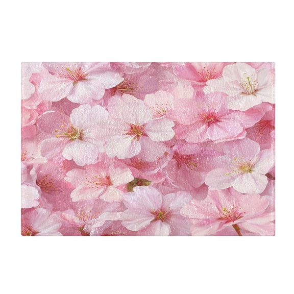 Rectangle Bath Rugs Plush Bathroom Carpet Mat Non Slip Bathroom Mats Cherry Blossoms Pattern