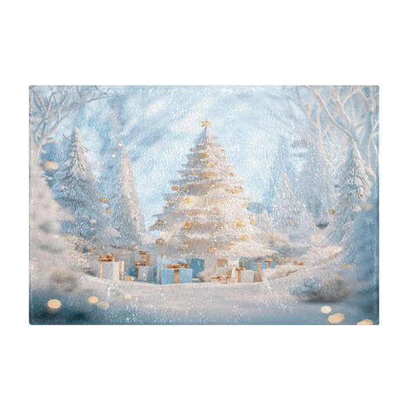 Rectangle Bath Rugs Plush Bathroom Carpet Mat Non Slip Bathroom Mats Christmas Tree in The Snow