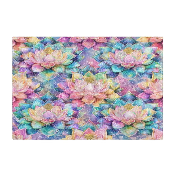 Rectangle Bath Rugs Plush Bathroom Carpet Mat Non Slip Bathroom Mats Colorful Lotus Pattern