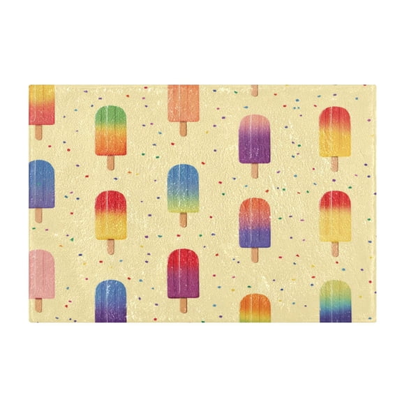 Rectangle Bath Rugs Plush Bathroom Carpet Mat Non Slip Bathroom Mats Colorful Popsicles Pattern