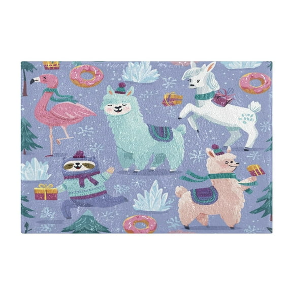 Rectangle Bath Rugs Plush Bathroom Carpet Mat Non Slip Bathroom Mats Cute Animals in The Snow