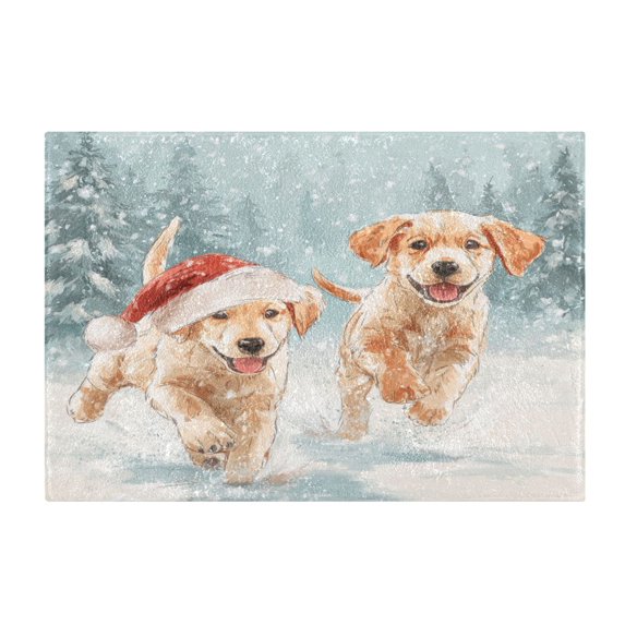 Rectangle Bath Rugs Plush Bathroom Carpet Mat Non Slip Bathroom Mats Cute Brown Dog Wearing Hats