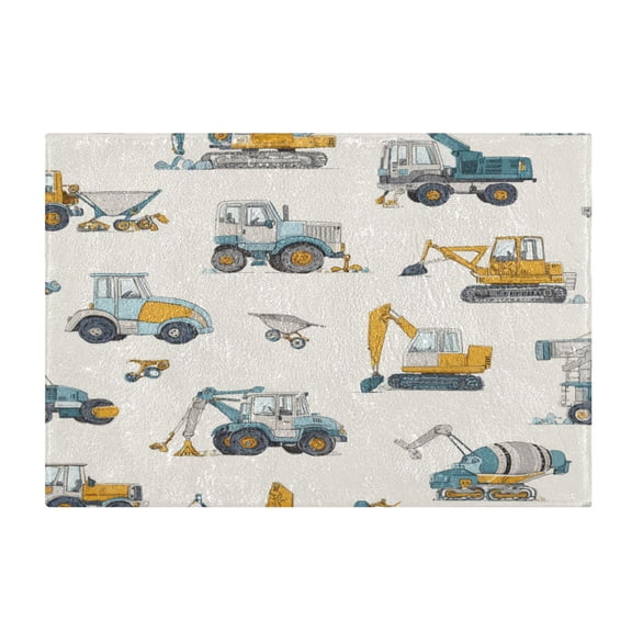 Rectangle Bath Rugs Plush Bathroom Carpet Mat Non Slip Bathroom Mats Engineering Vehicle Pattern