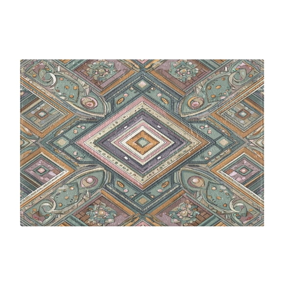 Rectangle Bath Rugs Plush Bathroom Carpet Mat Non Slip Bathroom Mats Intricate Brown Batik Pattern