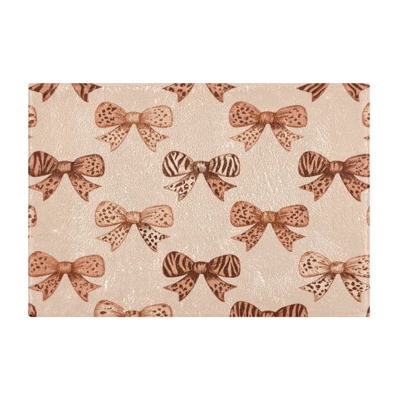Rectangle Bath Rugs Plush Bathroom Carpet Mat Non Slip Bathroom Mats Leopard Print Bow
