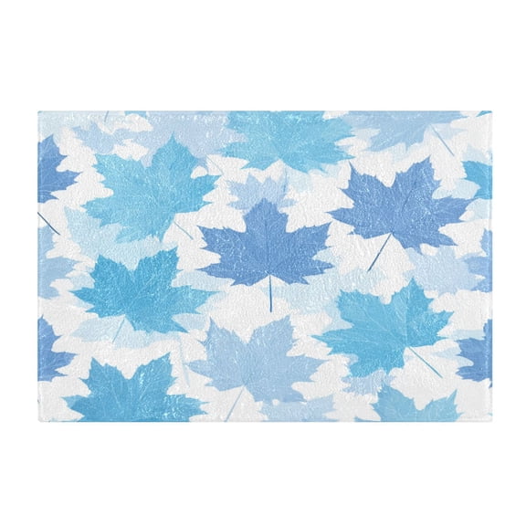 Rectangle Bath Rugs Plush Bathroom Carpet Mat Non Slip Bathroom Mats Light Blue Maple Leaves