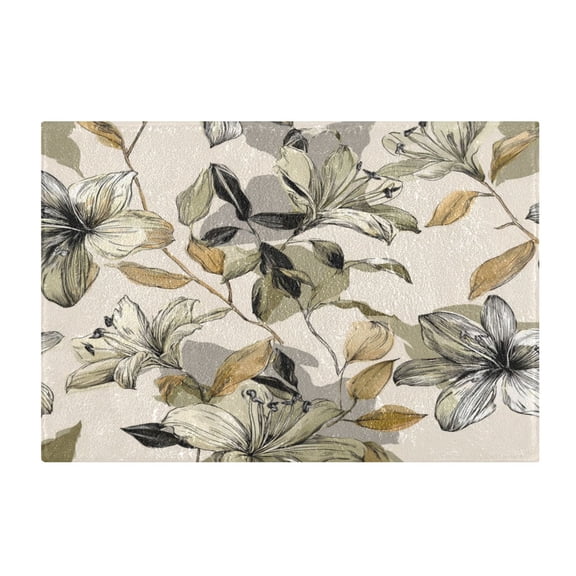 Rectangle Bath Rugs Plush Bathroom Carpet Mat Non Slip Bathroom Mats Lily Motifs Pattern
