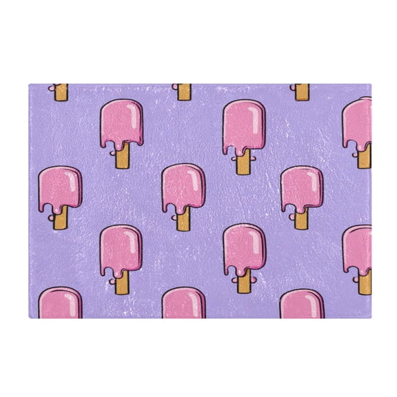 Rectangle Bath Rugs Plush Bathroom Carpet Mat Non Slip Bathroom Mats Melting Ice Popsicle Pattern
