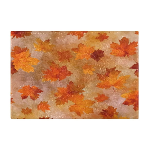 Rectangle Bath Rugs Plush Bathroom Carpet Mat Non Slip Bathroom Mats Orange and Brown Autumn Leaves