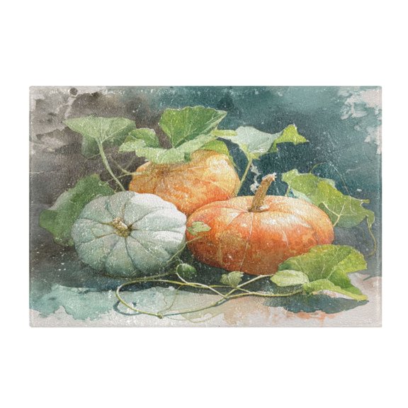 Rectangle Bath Rugs Plush Bathroom Carpet Mat Non Slip Bathroom Mats Orange and White Pumpkins