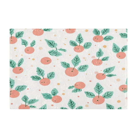 Rectangle Bath Rugs Plush Bathroom Carpet Mat Non Slip Bathroom Mats Peach Holly Leaves and Berries