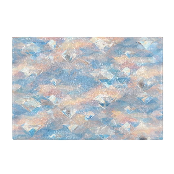 Rectangle Bath Rugs Plush Bathroom Carpet Mat Non Slip Bathroom Mats Peach and Blue Rhombus