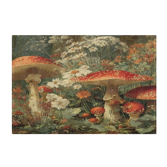 Rectangle Bath Rugs Plush Bathroom Carpet Mat Non Slip Bathroom Mats Red Mushrooms