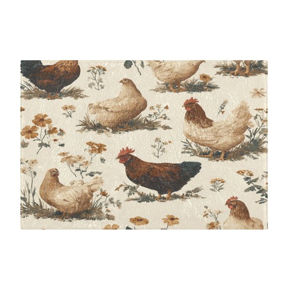 Rectangle Bath Rugs Plush Bathroom Carpet Mat Non Slip Bathroom Mats Various Poses Chickens Pattern