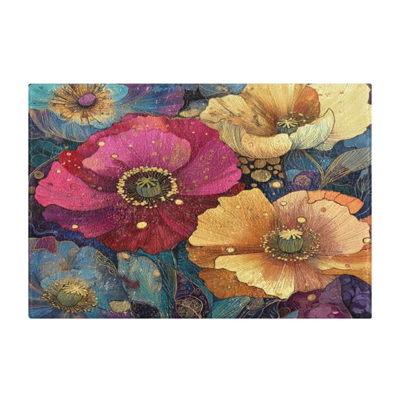Rectangle Bath Rugs Plush Bathroom Carpet Mat Non Slip Bathroom Mats Vibrant and Intricate Flowers