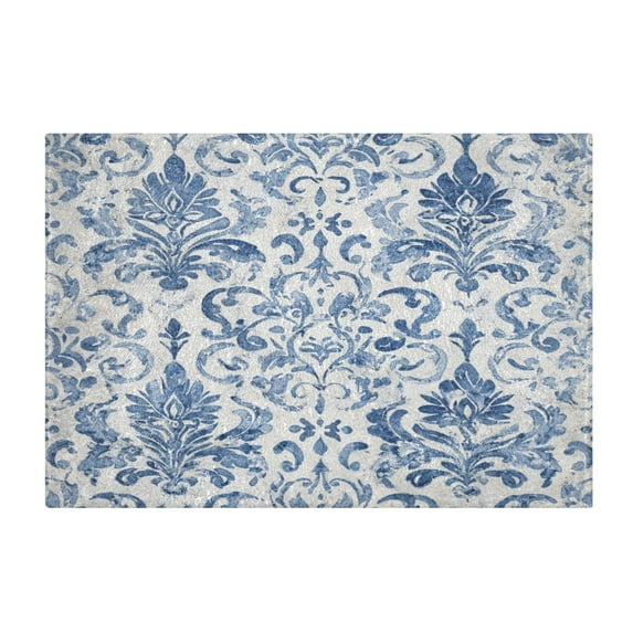 Rectangle Bath Rugs Plush Bathroom Carpet Mat Non Slip Bathroom Mats Vintage Watercolor Floral Pattern