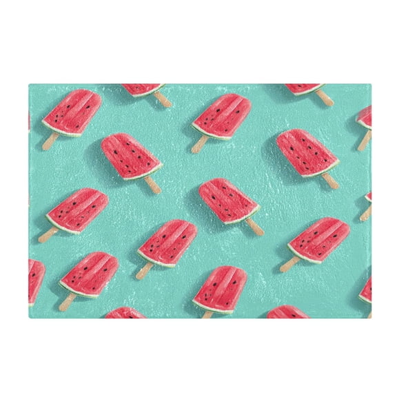 Rectangle Bath Rugs Plush Bathroom Carpet Mat Non Slip Bathroom Mats Watermelon Popsicle Pattern