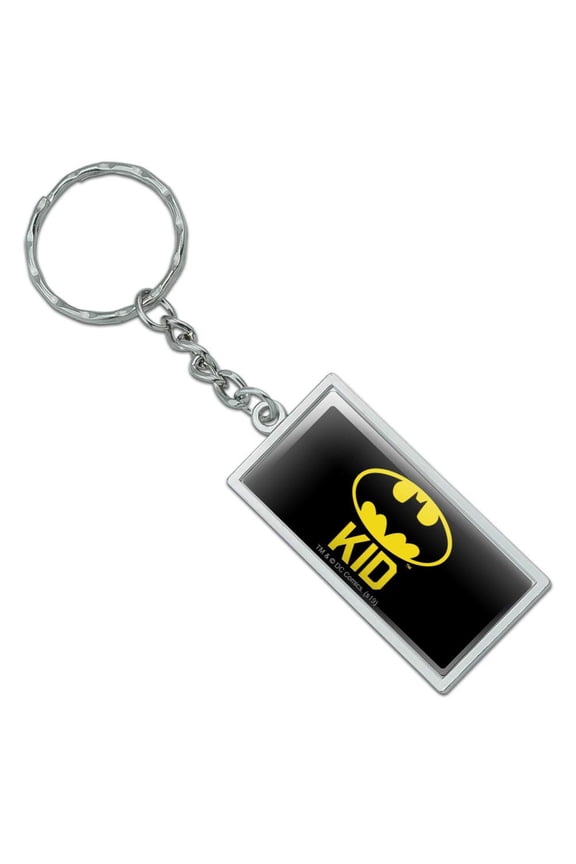 Rectangle Batman Bat Kid Shield Logo Keychain in Chrome Plated Metal