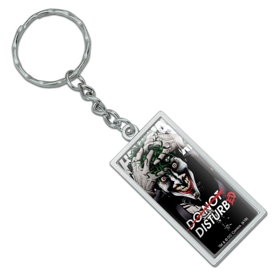Rectangle Batman Disturbed Joker Keychain in Chrome Plated Metal