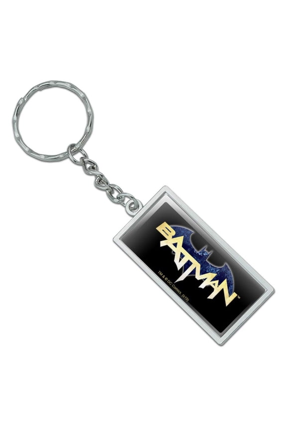 Rectangle Batman Logo Keychain in Chrome Plated Metal