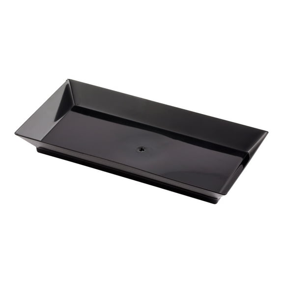 Rectangle Black Plastic Plate - 5" x 2 1/2" x 1/2" - 100 Count Box
