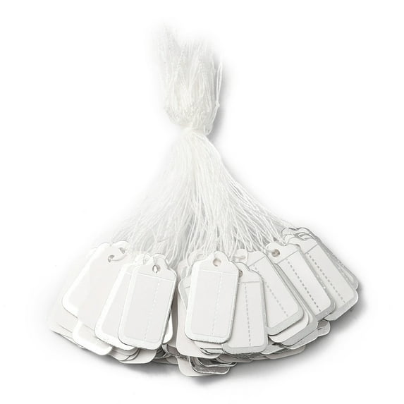 Rectangle Blank Signs Sales Price Label Tags for Retail Store Commerce Favors Display with Cotton Silver Color Rectangle 10.1cm Price Tag: 25.5x13x0.3mm about 485~500pcs/bag