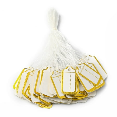 Rectangle Blank Signs Sales Price Label Tags for Retail Store Commerce Favors Display with Cotton golden color Rectangle 10.1cm Price Tag: 25.5x13x0.3mm about 485~500pcs/bag
