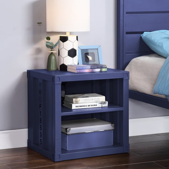 Rectangle Blue Metal - Industrial Style with Shelves - Bedroom Decor - Complement Various Styles