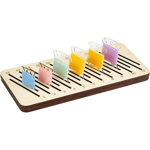 Rectangle Bobbin Rack Embroidery Floss with 22 Positions Wooden Floss Bobbin Holder with Number for Cord Wire Thread and Sewing Craft 10×5×0.6inches DIY