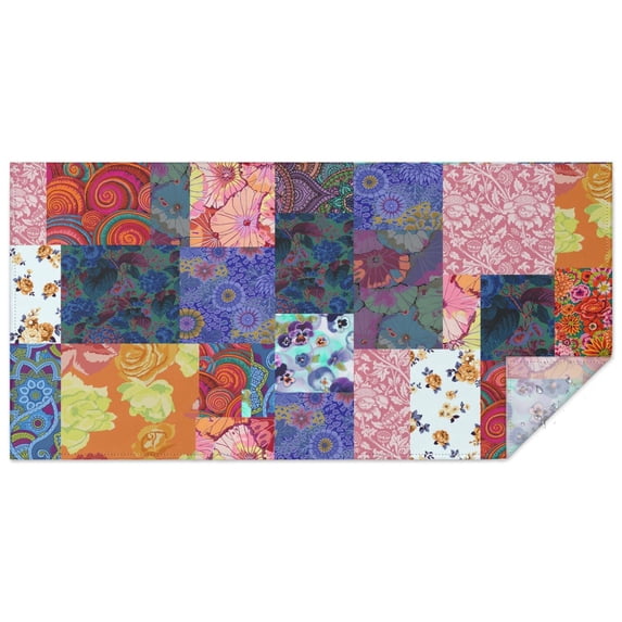 Rectangle Boho Patchwork Waterproof Tablecloth 60×120 Inch,Bohemian Style Stitching Colorful Floral Vintage Reusable Indoor/Outdoor Durable Table Cover for Party Kitchen Dinner Room Decor