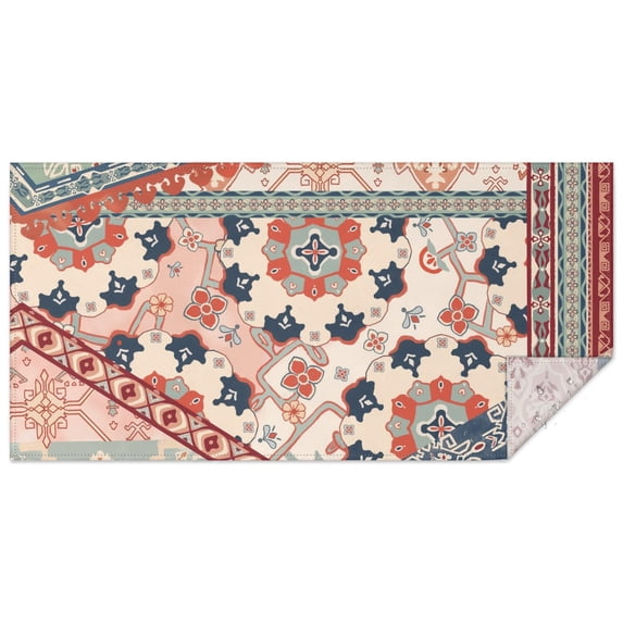 Rectangle Boho Patchwork Waterproof Tablecloth 60×120 Inch,Bohemian Style Stitching Colorful Floral Vintage Reusable Indoor/Outdoor Durable Table Cover for Party Kitchen Dinner Room Decor