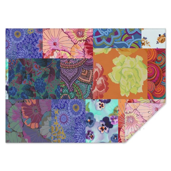 Rectangle Boho Patchwork Waterproof Tablecloth 60×84 Inch,Bohemian Style Stitching Colorful Floral Vintage Reusable Indoor/Outdoor Durable Table Cover for Party Kitchen Dinner Room Decor