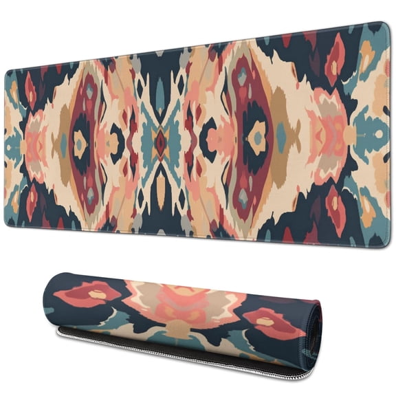 Rectangle Boho Style Mandala Mouse Mat, Gothic Cool Mousepad with Design, Large Non-Slip Rubber Gaming Mouse Pad with Stitched Edges, Office Mouse Pad for Women Men Kids, 31.5x11.8in