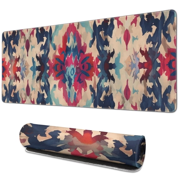 Rectangle Boho Style Mandala Mouse Mat, Gothic Cool Mousepad with Design, Large Non-Slip Rubber Gaming Mouse Pad with Stitched Edges, Office Mouse Pad for Women Men Kids, 31.5x11.8in