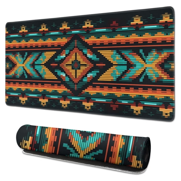 Rectangle Boho Style Mandala Mouse Mat, Gothic Cool Mousepad with Design, Large Non-Slip Rubber Gaming Mouse Pad with Stitched Edges, Office Mouse Pad for Women Men Kids, 31.5x15.7in