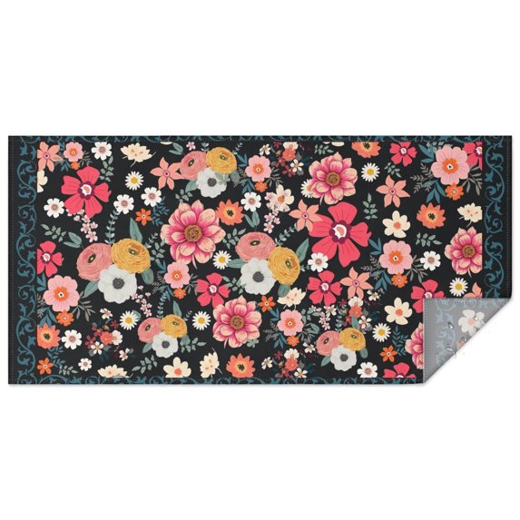 Rectangle Boho Style Waterproof Tablecloth 60×120 Inch, Bohemian Colorful Floral Reusable Indoor/Outdoor Durable Table Cover for Party Kitchen Dinner Room Decor