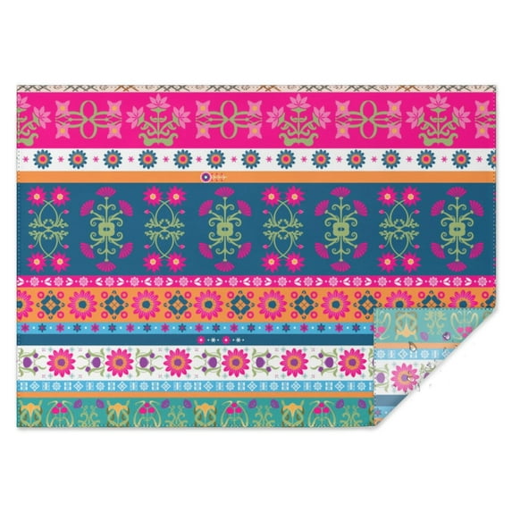 Rectangle Boho Style Waterproof Tablecloth 60×84 Inch, Bohemian Colorful Floral Reusable Indoor/Outdoor Durable Table Cover for Party Kitchen Dinner Room Decor