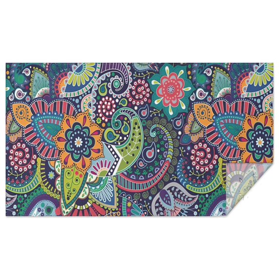 Rectangle Boho Waterproof Tablecloth 60×102 Inch,Bohemian Style Floral Vintage Reusable Indoor/Outdoor Durable Table Cover for Party Kitchen Dinner Room Decor