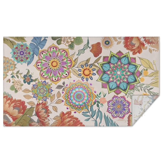 Rectangle Boho Waterproof Tablecloth 60×102 Inch,Bohemian Style Floral Vintage Reusable Indoor/Outdoor Durable Table Cover for Party Kitchen Dinner Room Decor