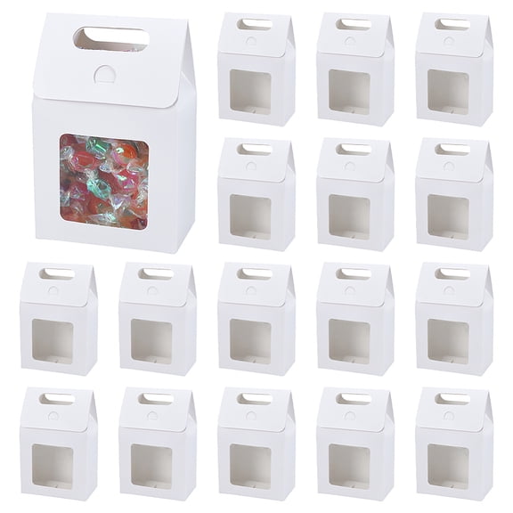 Rectangle Cardboard Fold Gift Box with Window for Pie Cookies and Cakes Packaging White 14x8x19cm for DIY