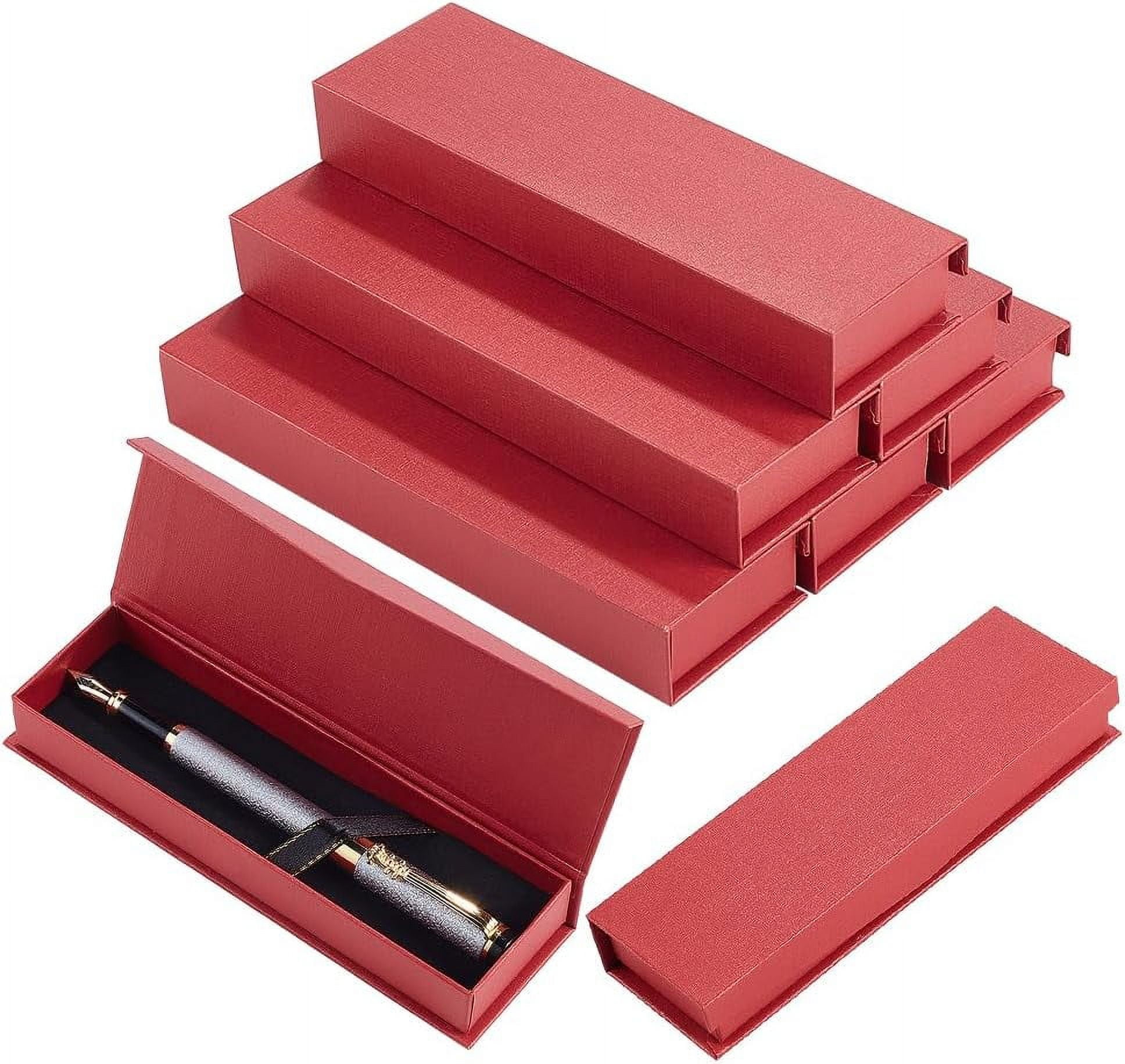 Rectangle Cardboard Pen Storage Boxes with Magnetic Flap Lid Pen Gift Case with Velvet Inside Dark Red 17x5.25x2.45cm