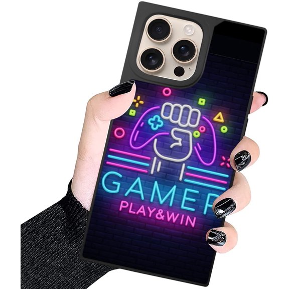 Rectangle Case for iPhone 16 Pro Case, Easter Play Win Game Over Case for iPhone 16 Pro Design for Men Boys [Anti-Scratch] Non-Slip+Shockproof Rugged TPU Protective Case