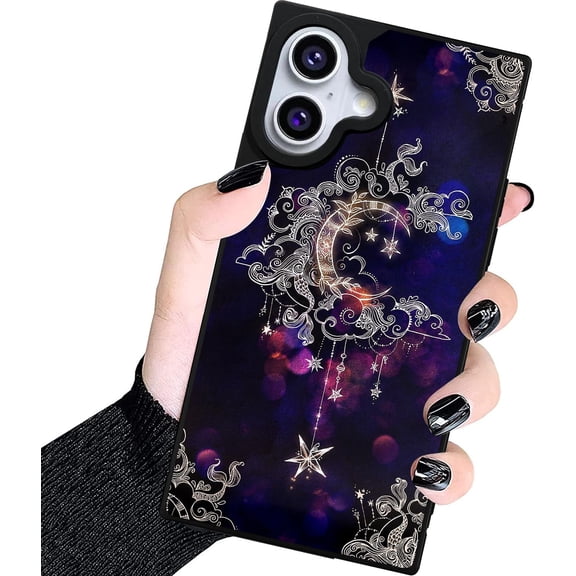 Rectangle Case for iPhone 16 Pro Max, Abstract Art Starry Flowers Cases for Boys Girl Fans [Anti-Scratch] Non-Slip+Shockproof Rugged TPU Protective Phone Case