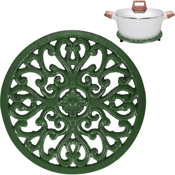 Rectangle  Cast Iron Trivet - Rustic Heat Resistant Metal Trivet for Hot Dish Pot Pan Teapot, Vintage Sturdy Hot Plate Pad for Kitchen Dining Countertop Table