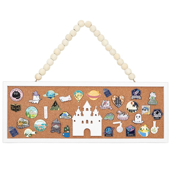 Rectangle Castle Pin Board Cork Board DIY 15x5 Inch Bulletin Display Board Wall Mounted Cork Board