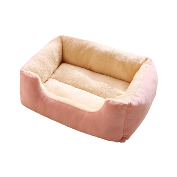 Rectangle Cat Bed - Washable Orthopedic Sofa Bed, Soft Breathable Puppy & Pet Cuddler, Durable Calming Dog Bed with Anti-Slip Bottom Pink