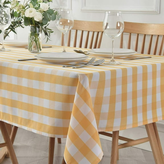 Rectangle Checkered Tablecloth Waterproof Spillproof Wrinkle Resistant Buffalo Plaid Heavy Weight Table Cloth Gingham Table Cover for Outdoor and Indoor Use, 52 x 70 Inch Grey and White