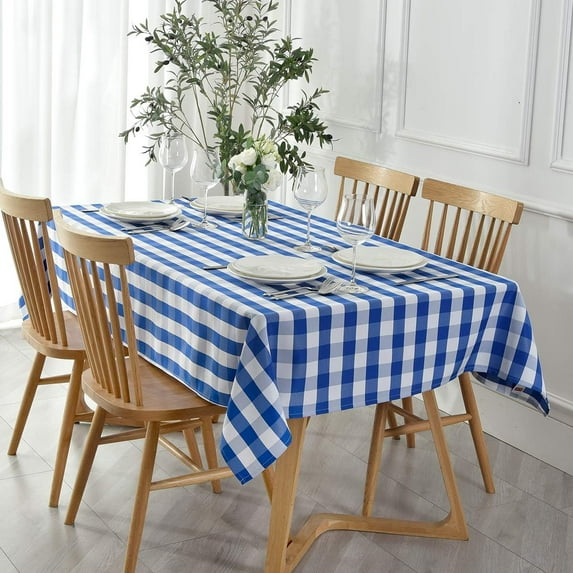 Rectangle Checkered Tablecloth Waterproof Spillproof Wrinkle Resistant Buffalo Plaid Heavy Weight Table Cloth Gingham Table Cover for Outdoor and Indoor Use, 52 x 70 Inch Grey and White