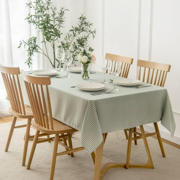 Rectangle Checkered Tablecloth Waterproof Spillproof Wrinkle Resistant Buffalo Plaid Heavy Weight Table Cloth Gingham Table Cover for Outdoor and Indoor Use, 52 x 70 Inch Grey and White
